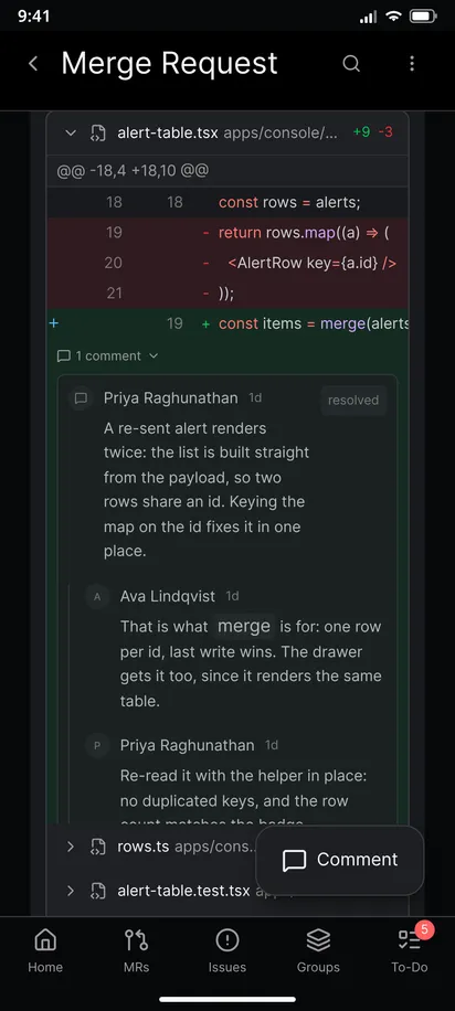 Review a GitLab Merge Request on Android